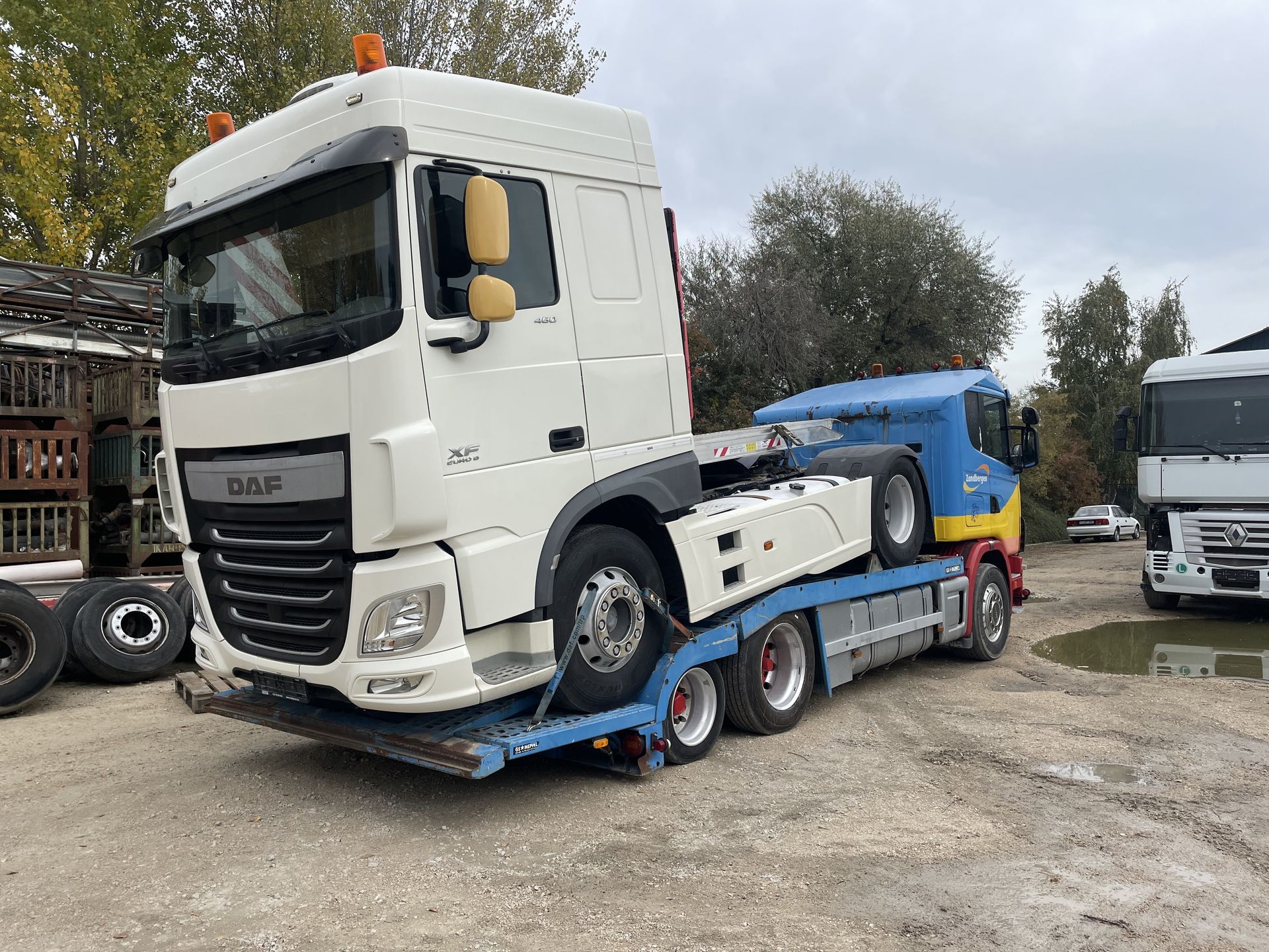 Truck on trailer