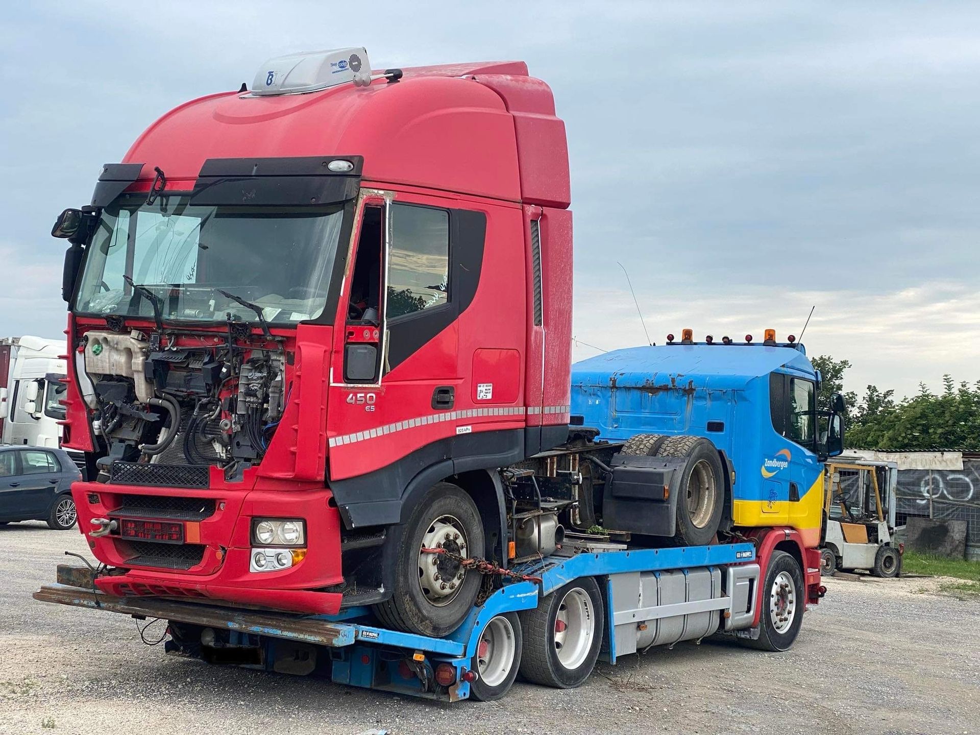 Truck on trailer